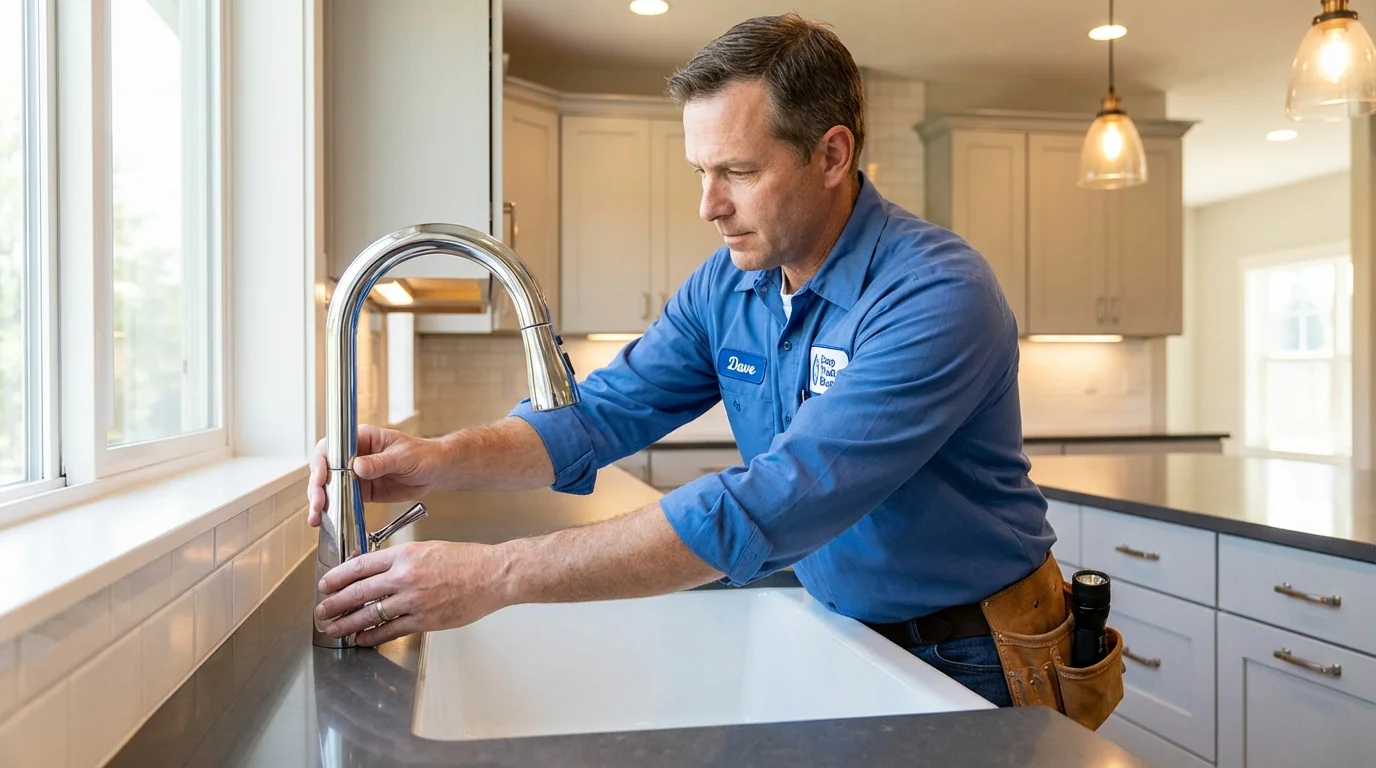 Kitchen faucet installation by Johns Plumbing LLC in New Holstein